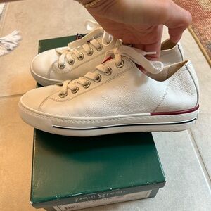 Paul Green Cream Sneakers with Red Detail